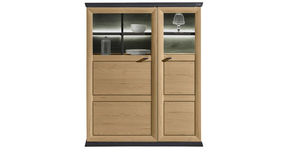 HIGHBOARD 110/134/43 cm  - Dunkelgrau/Eiche Artisan, ROMANTIK / LANDHAUS, Glas/Holzwerkstoff (110/134/43cm) - Hom`in