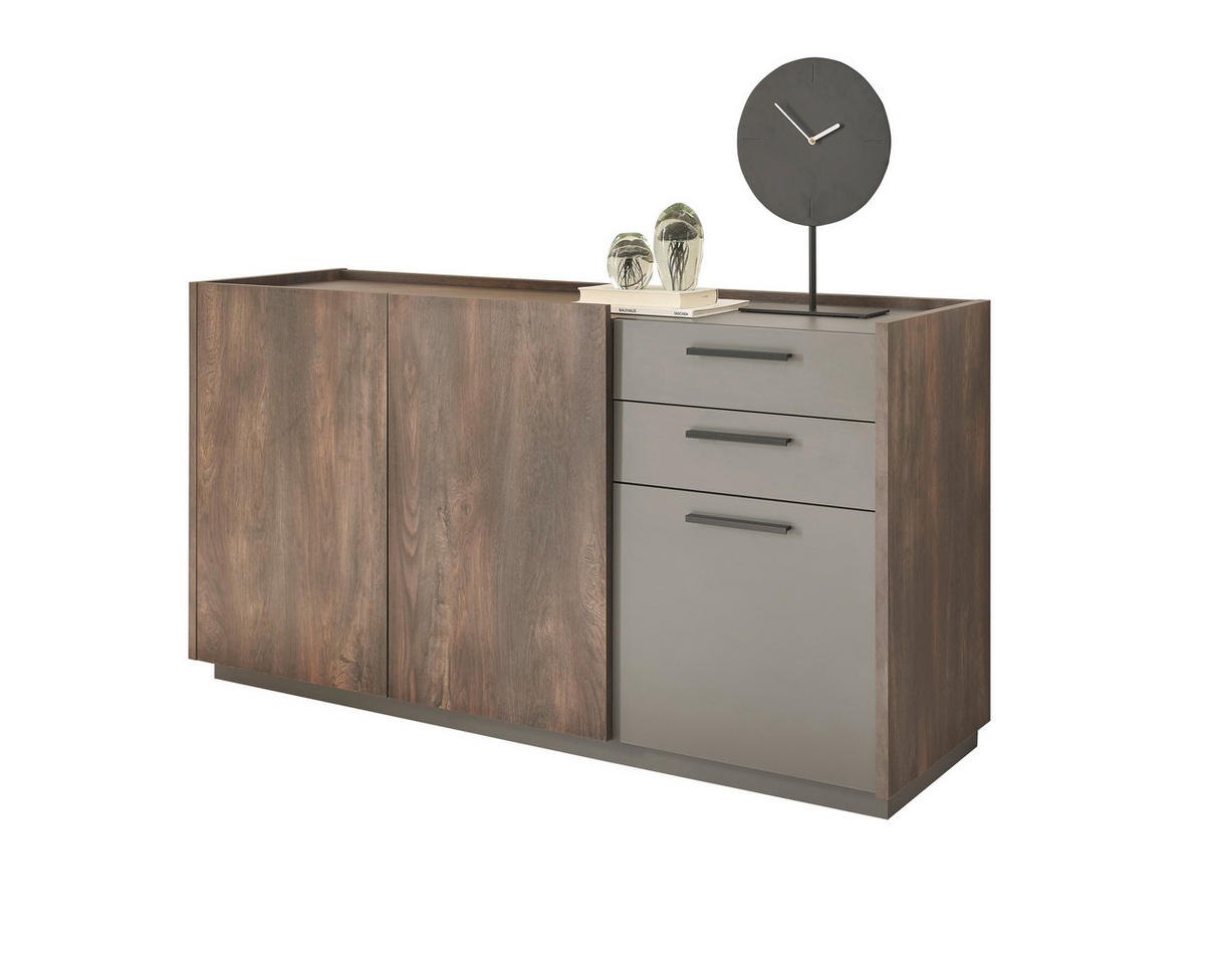 SIDEBOARD  in 152/80/45 cm  - Eichefarben/Anthrazit, Design, Holzwerkstoff/Metall (152/80/45cm) - MID.YOU