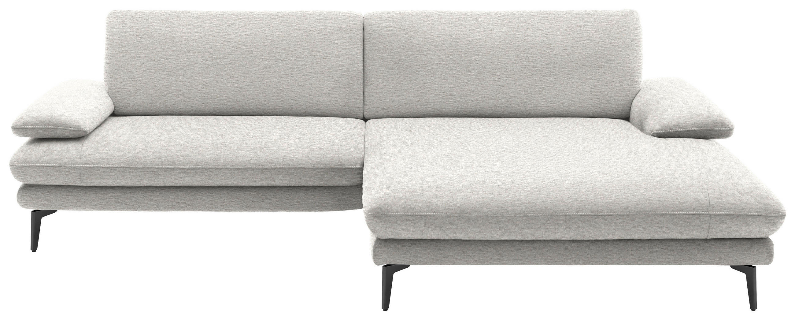ECKSOFA in Webstoff Creme, Naturfarben  284/184 cm  - Creme/Schwarz, Design, Textil/Metall (284/184cm) - Dieter Knoll