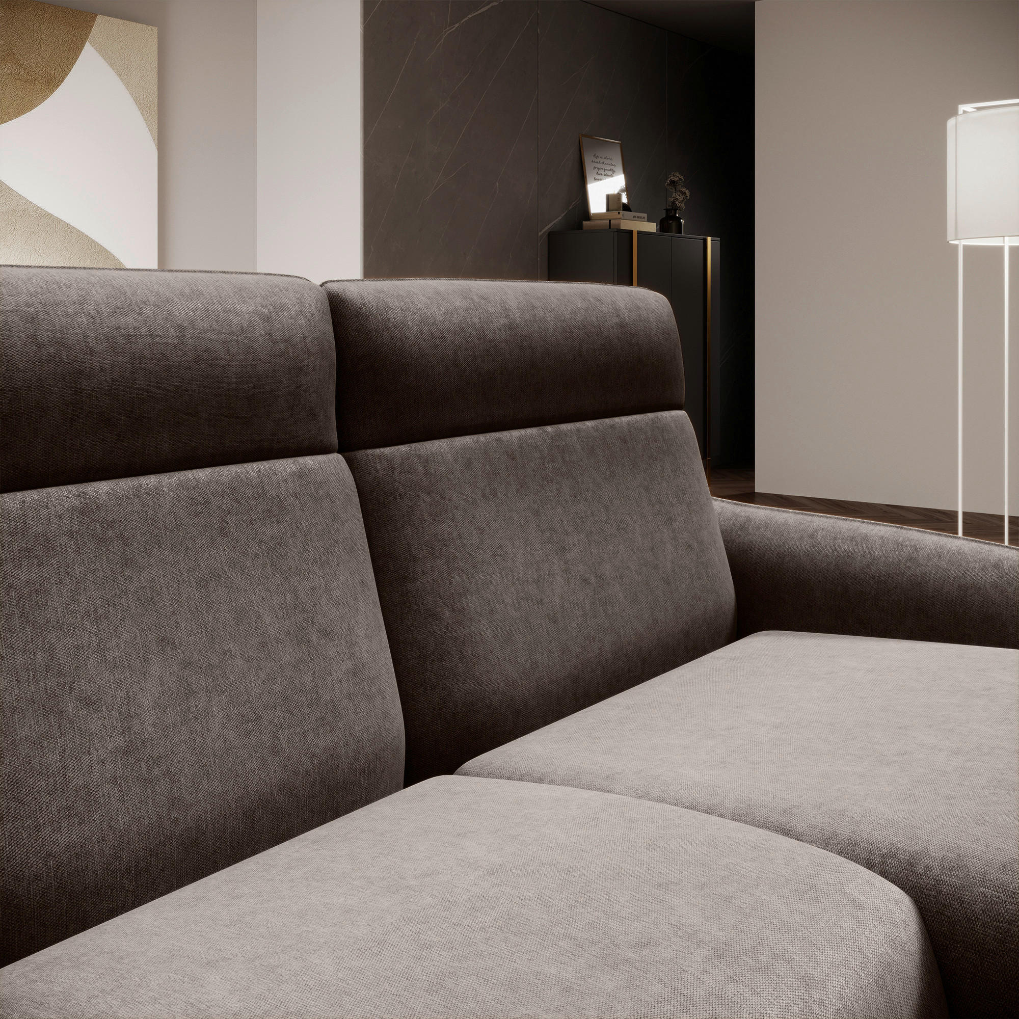 3-SITS SOFFA i flatväv brun  - brun/svart, Design, metall/trämaterial (286/160/150cm) - Stylife