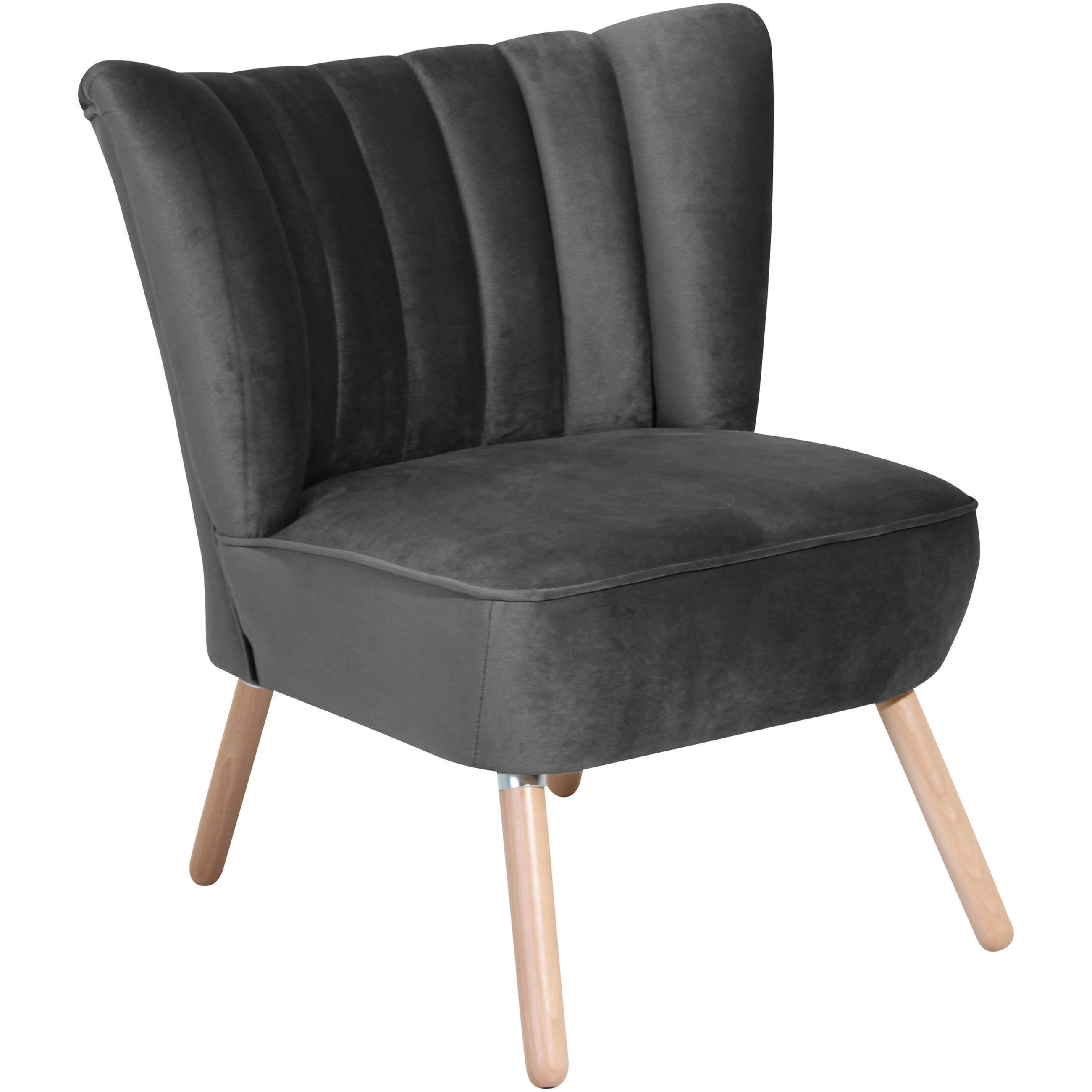 SESSEL in Samt, Velours Anthrazit  - Anthrazit/Buchefarben, Design, Holz/Textil (70/80/66cm) - Max Winzer