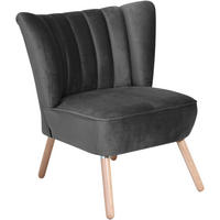 SESSEL in Samt, Velours Anthrazit  - Anthrazit/Buchefarben, Design, Holz/Textil (70/80/66cm) - Max Winzer