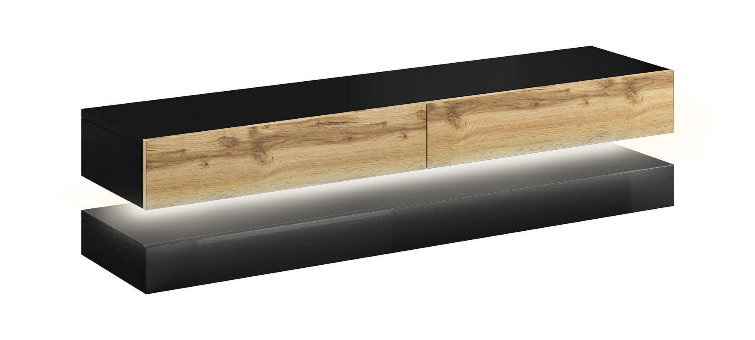 TV-BÄNK  i 140/25/34 cm  - ek Wotan/svart, Design, trämaterial (140/25/34cm) - MID.YOU