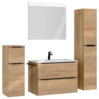 BADEZIMMER 5-teilig  in 141 cm  - Eichefarben/Schwarz, MODERN, Holzwerkstoff/Stein (141cm) - Nobilia