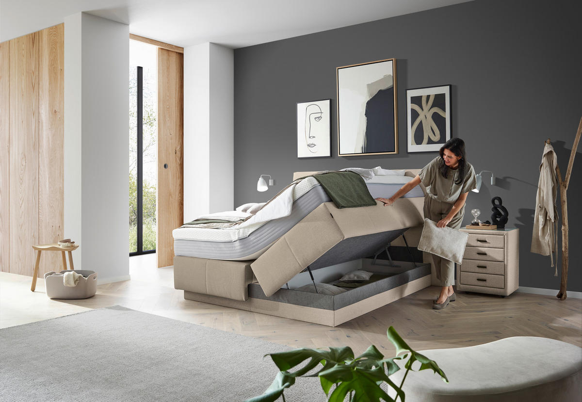 BOXSPRINGBETT 180/200 cm  in Beige  - Beige, KONVENTIONELL, Textil (180/200cm) - Dieter Knoll