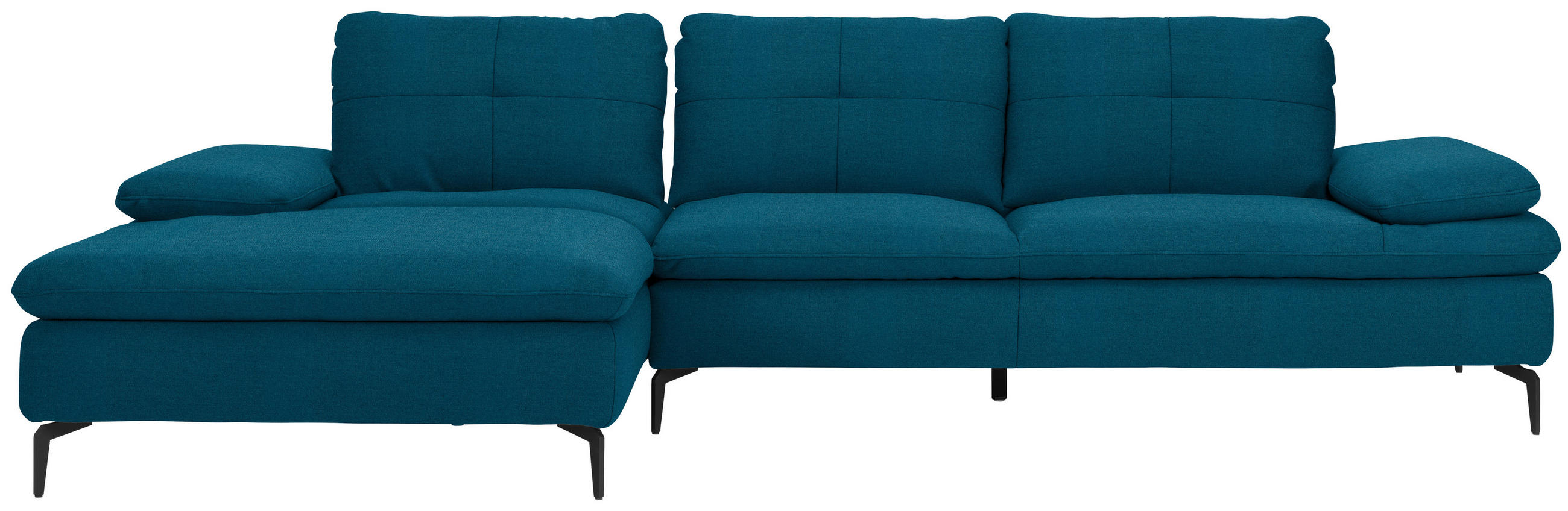 ECKSOFA in Webstoff Dunkelblau  - Schwarz/Dunkelblau, Design, Textil/Metall (179/301cm) - Chilliano