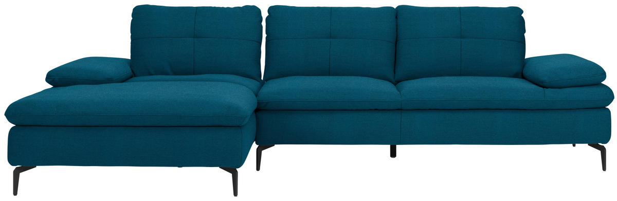 ECKSOFA in Webstoff Dunkelblau  179/301 cm  - Schwarz/Dunkelblau, Design, Textil/Metall (179/301cm) - Chilliano