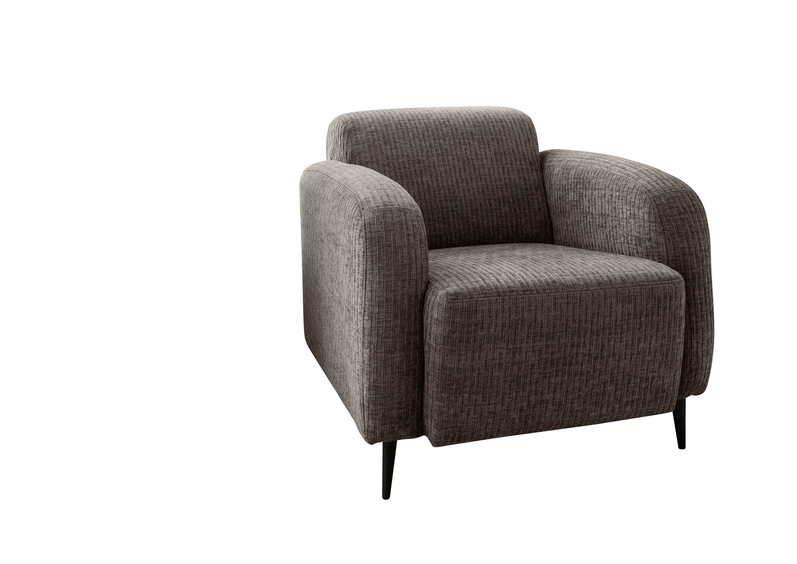 SESSEL Velours Graubraun - Graubraun/Schwarz, MODERN, Textil/Metall (85/76/90cm) - Livetastic