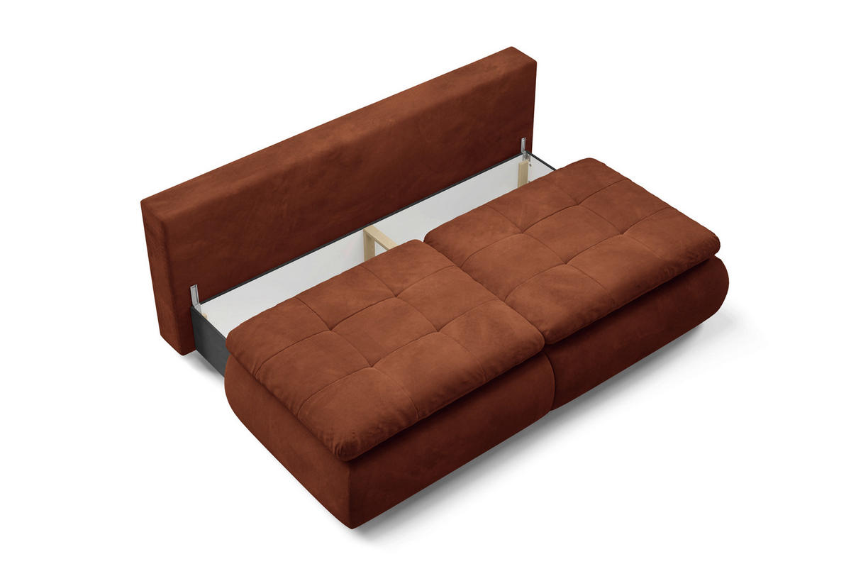 SCHLAFSOFA MYSTIC  mit Plüsch Rostfarben  - Rostfarben/Schwarz, Design, Kunststoff/Textil (220/94/114cm) - Livetastic