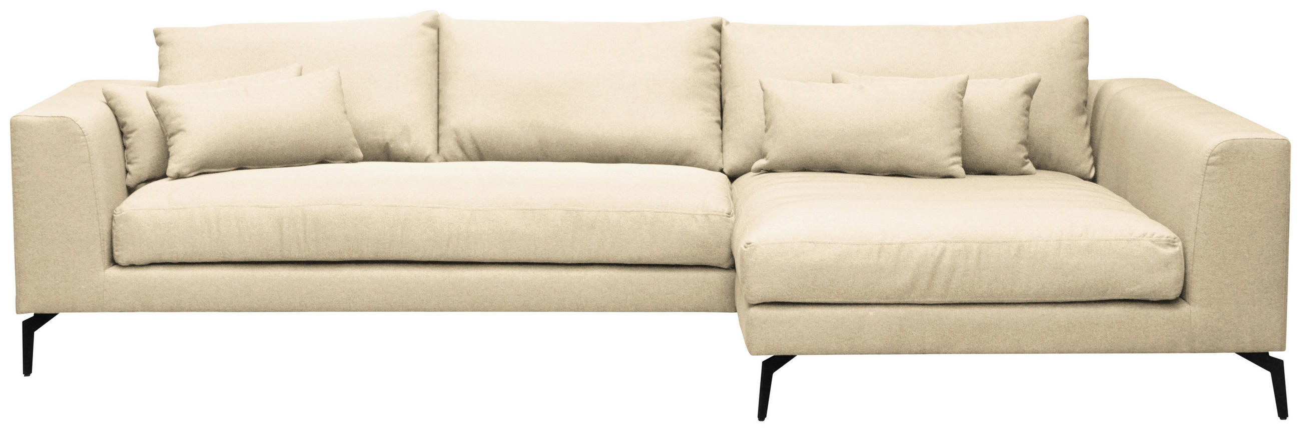 ECKSOFA Creme Webstoff  - Creme/Schwarz, Design, Textil/Metall (313/172cm) - Livetastic