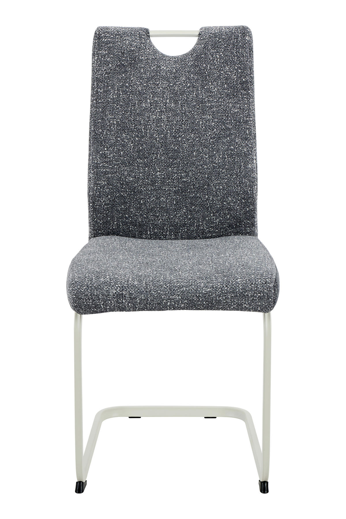 SCHWINGSTUHL-SET 4 Stück  in Stahl Webstoff, Mikrofaser  - Dunkelgrau/Creme, MODERN, Textil/Metall (45/98/59cm) - MID.YOU