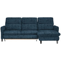ECKSOFA Blau Chenille Bettkasten, Schlaffunktion, Rücken echt, Kopfteilverstellung, Sitztiefenverstellung  - Blau/Schwarz, KONVENTIONELL, Textil/Metall (254/190cm) - Livetastic