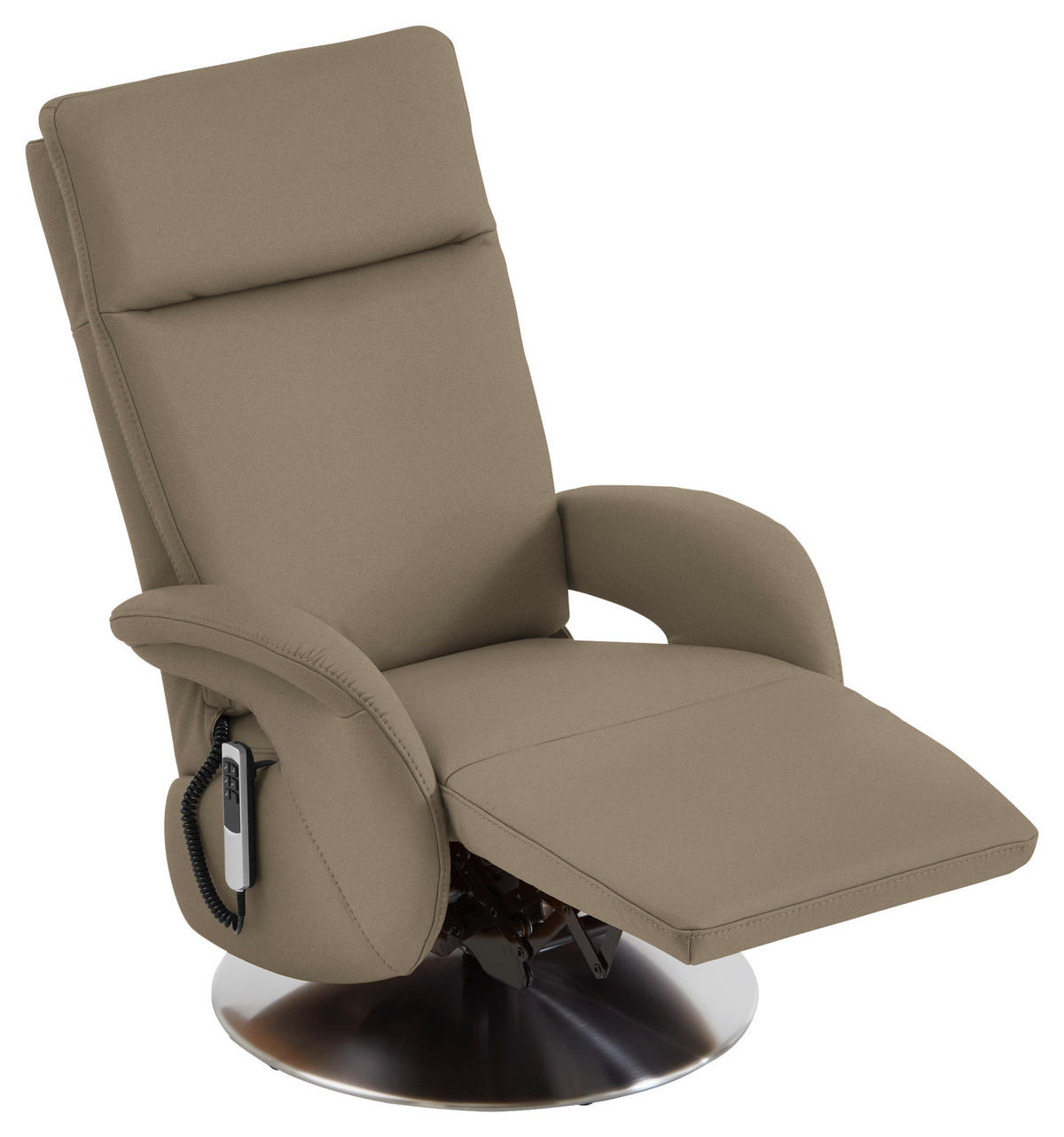 RELAXSESSEL in Leder Greige  - Edelstahlfarben/Greige, Design, Leder/Metall (70/108/80cm) - Cantus
