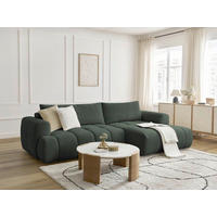 ECKSCHLAFSOFA FUJI Leinenoptik Grün  inkl.  - Schwarz/Grün, MODERN, Kunststoff/Textil (292/160cm)