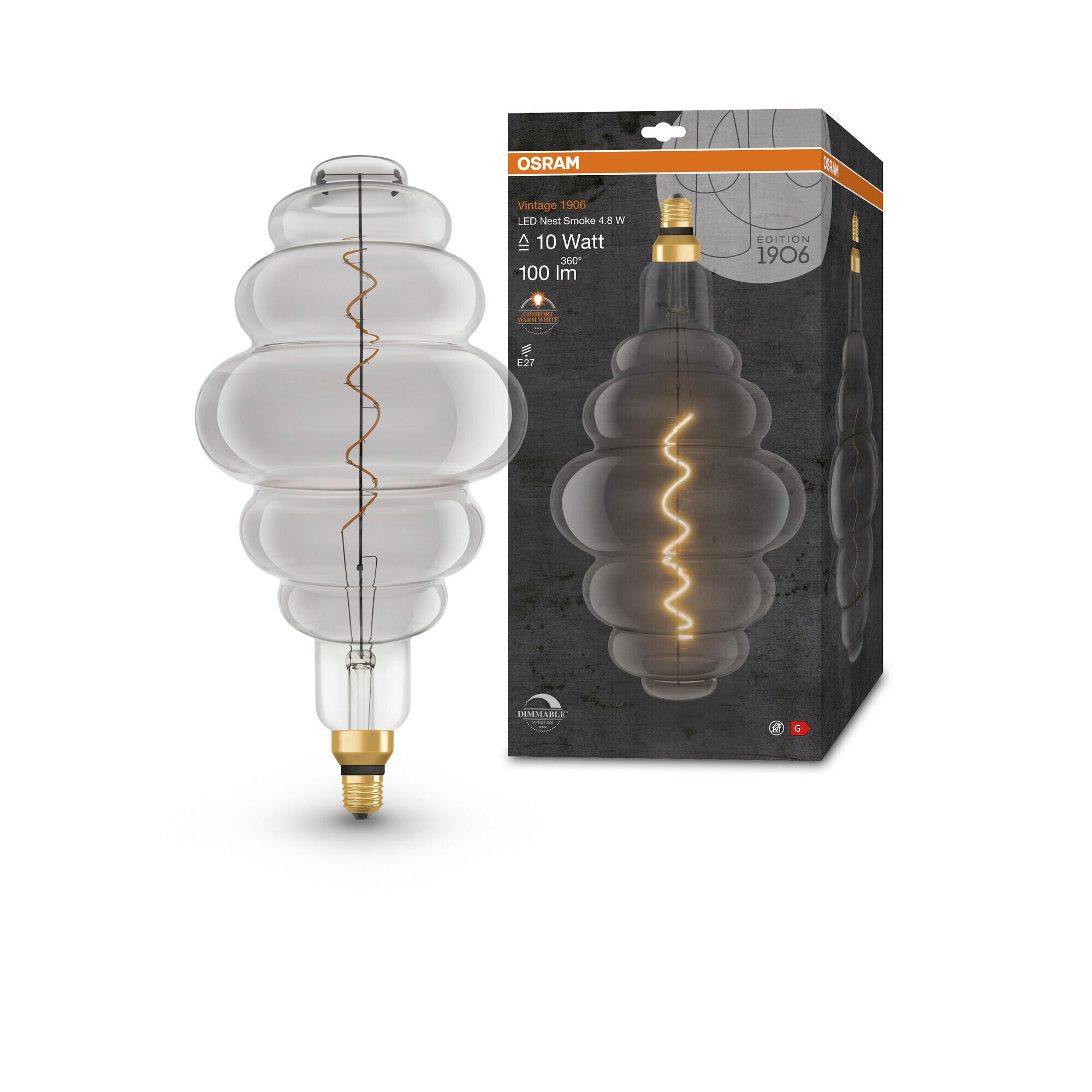 LED-LEUCHTMITTEL   E27 4,8 W  - Hellgrau, Basics, Glas (20/40,5cm) - Osram
