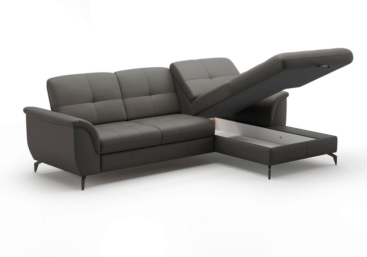 ECKSOFA in Vliesstoff Kombination Echtleder/Stoff Anthrazit  262/164 cm  - Anthrazit/Schwarz, MODERN, Leder/Textil (262/164cm) - Sit & More