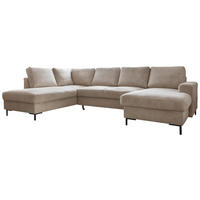 WOHNLANDSCHAFT Beige Cord  - Beige/Schwarz, Design, Textil/Metall (197/303/148cm) - MID.YOU
