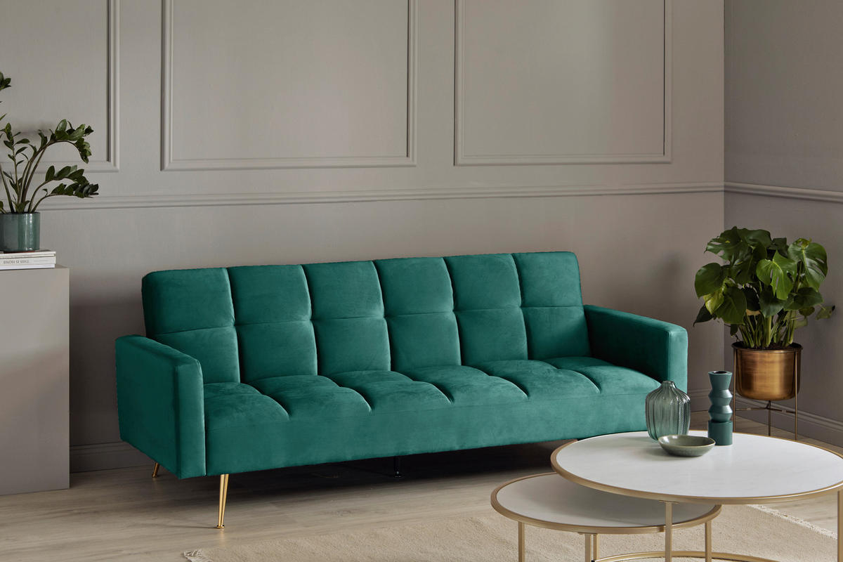 SCHLAFSOFA Grün, Opal  - Goldfarben/Opal, MODERN, Holz/Textil (213/84/84cm) - Livetastic