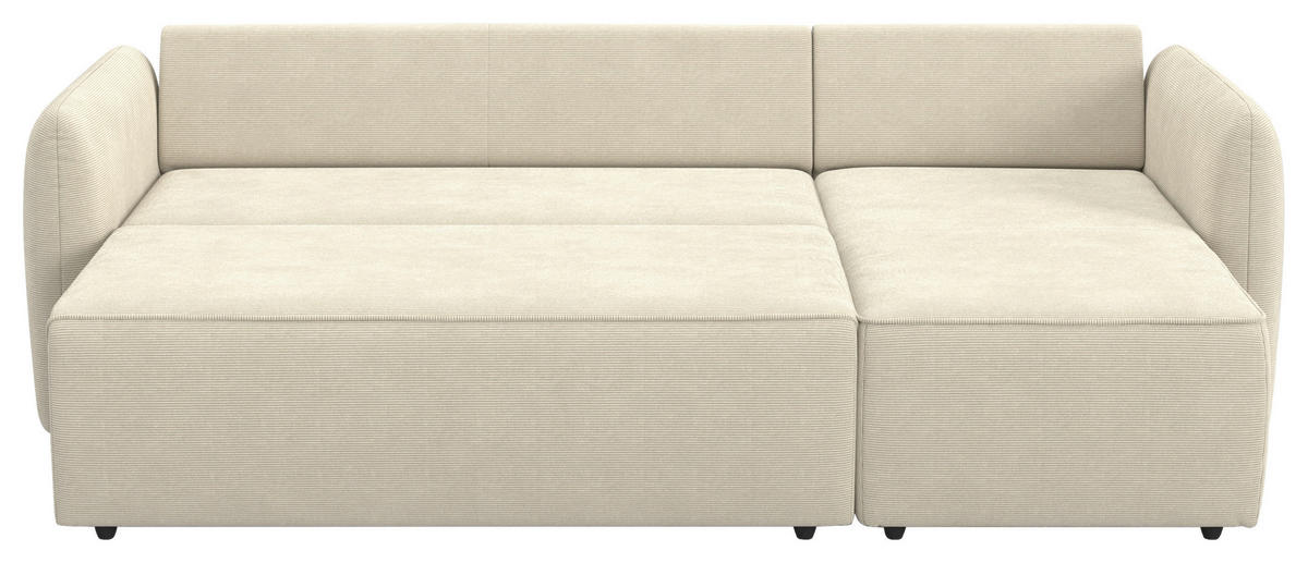 ECKSOFA Cord Beige  - Beige/Schwarz, Trend, Kunststoff/Textil (239/170cm) - MID.YOU