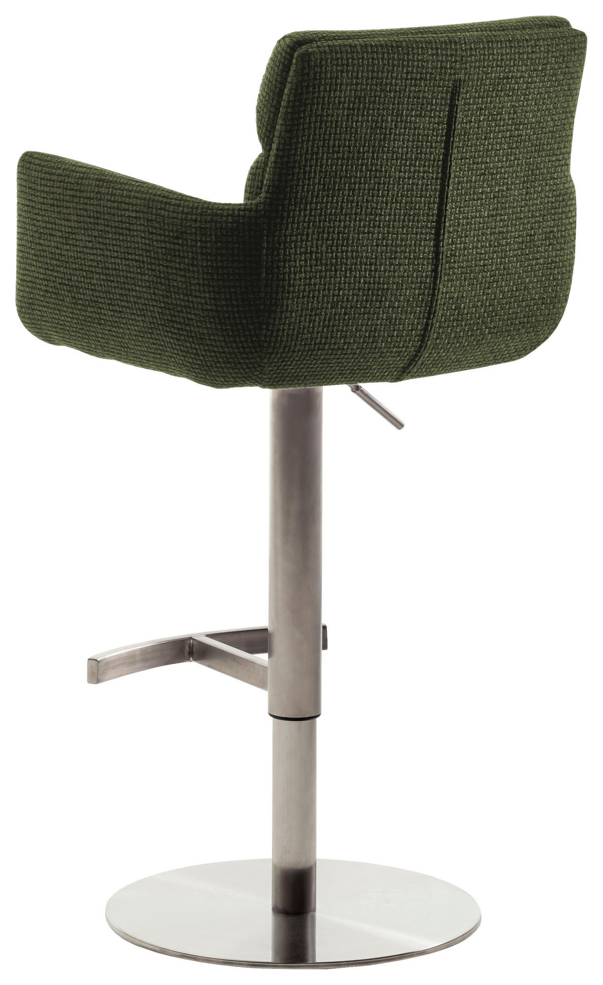 BARHOCKER in Metall, Textil Edelstahlfarben, Olivgrün  - Edelstahlfarben/Olivgrün, Design, Textil/Metall (54/84/52cm) - Dieter Knoll