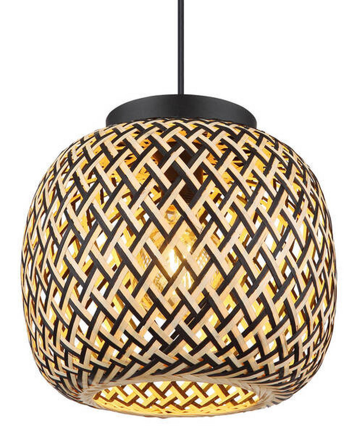 HÄNGLAMPA 30/120 cm  - svart/naturfärgad, Natur, metall/plast (30/120cm) - Globo