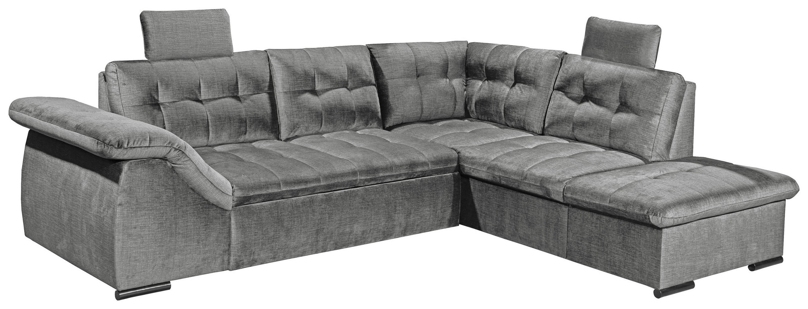 ECKSOFA in Mikrovelours Grau  - Schwarz/Grau, Konventionell, Kunststoff/Textil (283/217cm) - MID.YOU