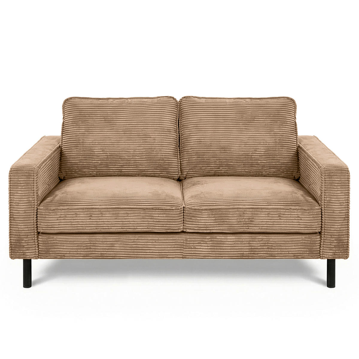 2-SITZER-SOFA Cord Hellbraun  - Hellbraun/Schwarz, Design, Textil/Metall (148/85/92cm) - Livetastic