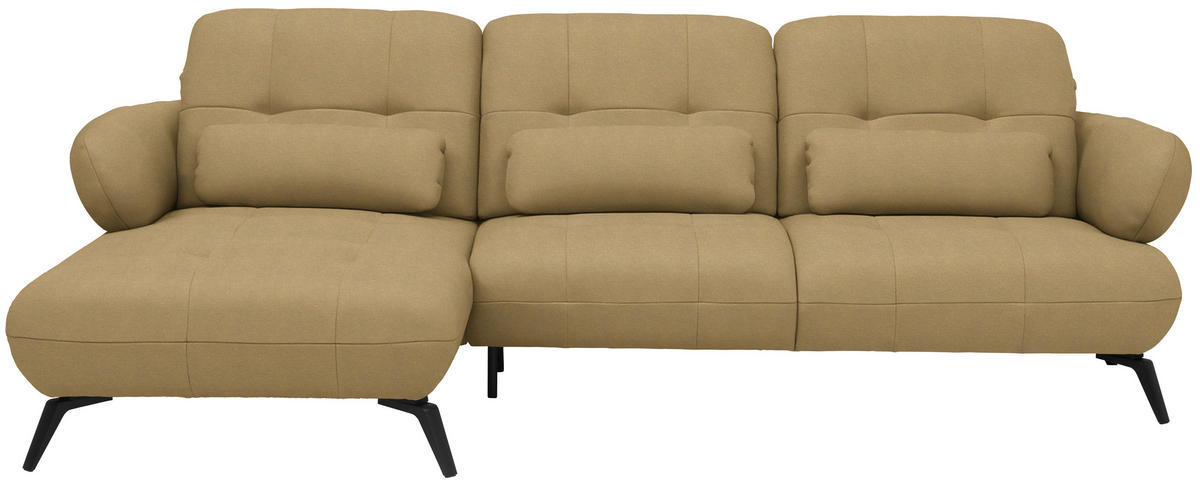 ECKSOFA Flachgewebe Honig  - Schwarz/Honig, Modern, Textil/Metall (180/282cm) - Novel