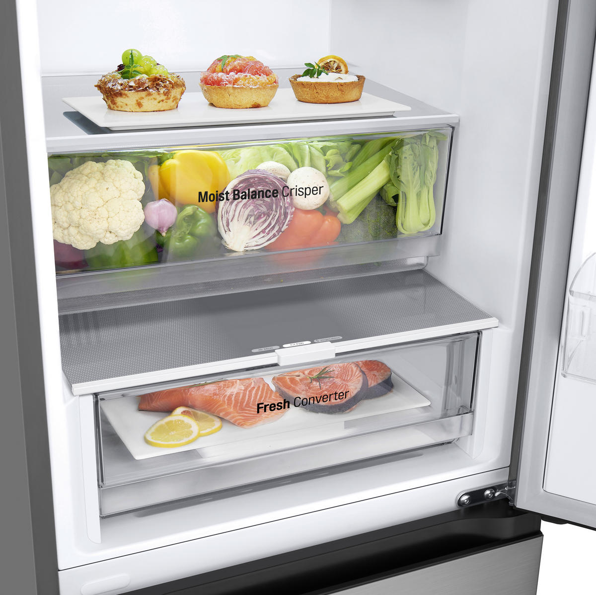 KÜHL-GEFRIER-KOMBINATION 59,5/186/68,2 cm GBV3100DPY  - Silberfarben, Trend, Glas/Kunststoff (59,5/186/68,2cm) - LG