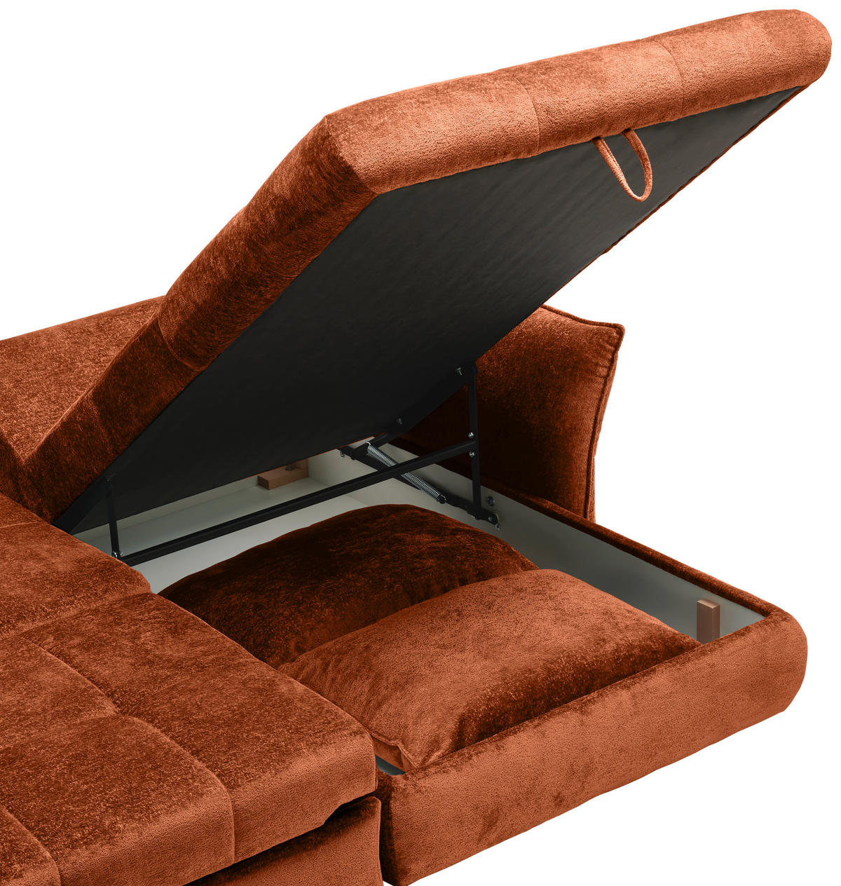 ECKSOFA in Chenille Bronzefarben  - Schwarz/Bronzefarben, Konventionell, Kunststoff/Textil (180/275cm) - Stylife