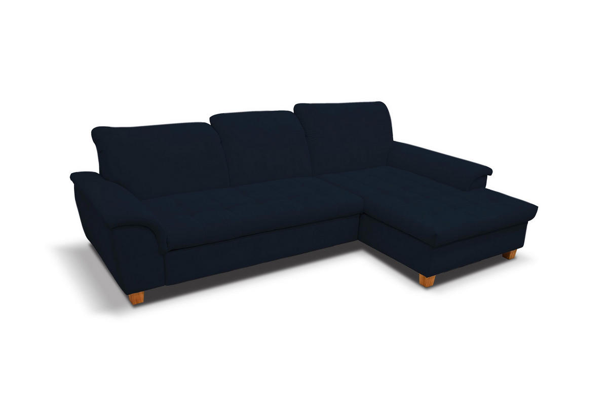 ECKSOFA in Mikrofaser Dunkelblau  279/170 cm  - Eichefarben/Dunkelblau, KONVENTIONELL, Holz/Textil (279/170cm) - MID.YOU