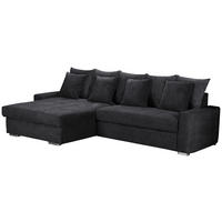 ECKSOFA 164/293 cm SALVADOR in Mikrofaser Schwarz Zierkissen, Rückenkissen, Bettkasten, Schlaffunktion  164/293 cm  - Silberfarben/Schwarz, MODERN, Holz/Textil (164/293cm) - MID.YOU