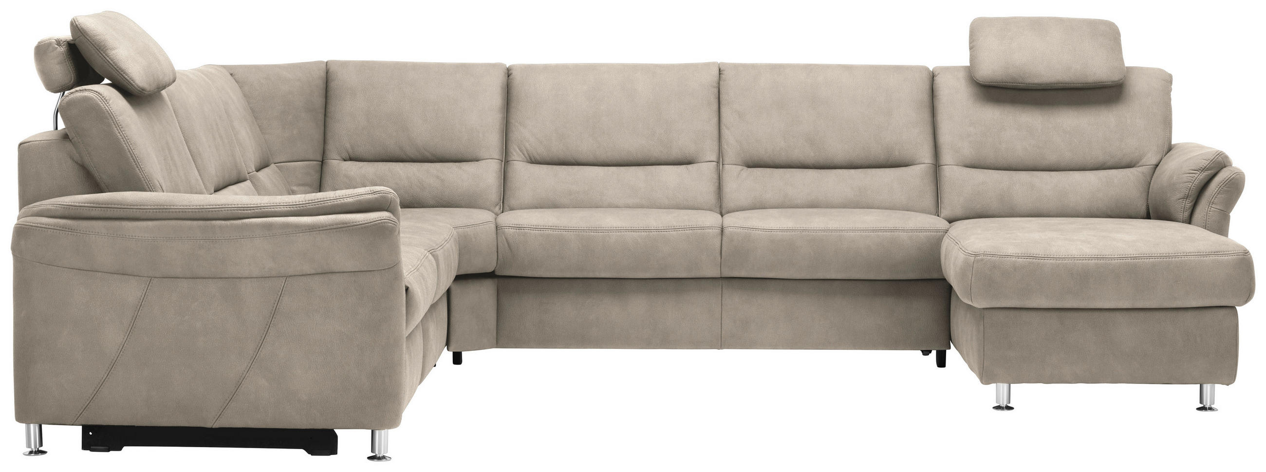 WOHNLANDSCHAFT  in Mikrofaser Naturfarben  - Alufarben/Naturfarben, KONVENTIONELL, Textil/Metall (262/335/173cm) - Beldomo System