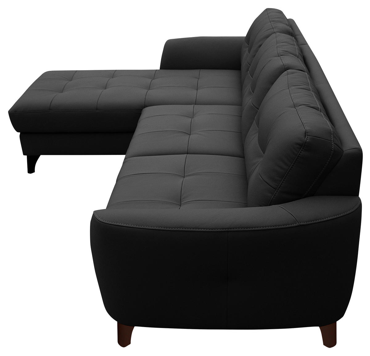 ECKSOFA in Lederlook Echtleder Schwarz  - Buchefarben/Schwarz, Design, Leder/Holz (238/168cm) - Livetastic
