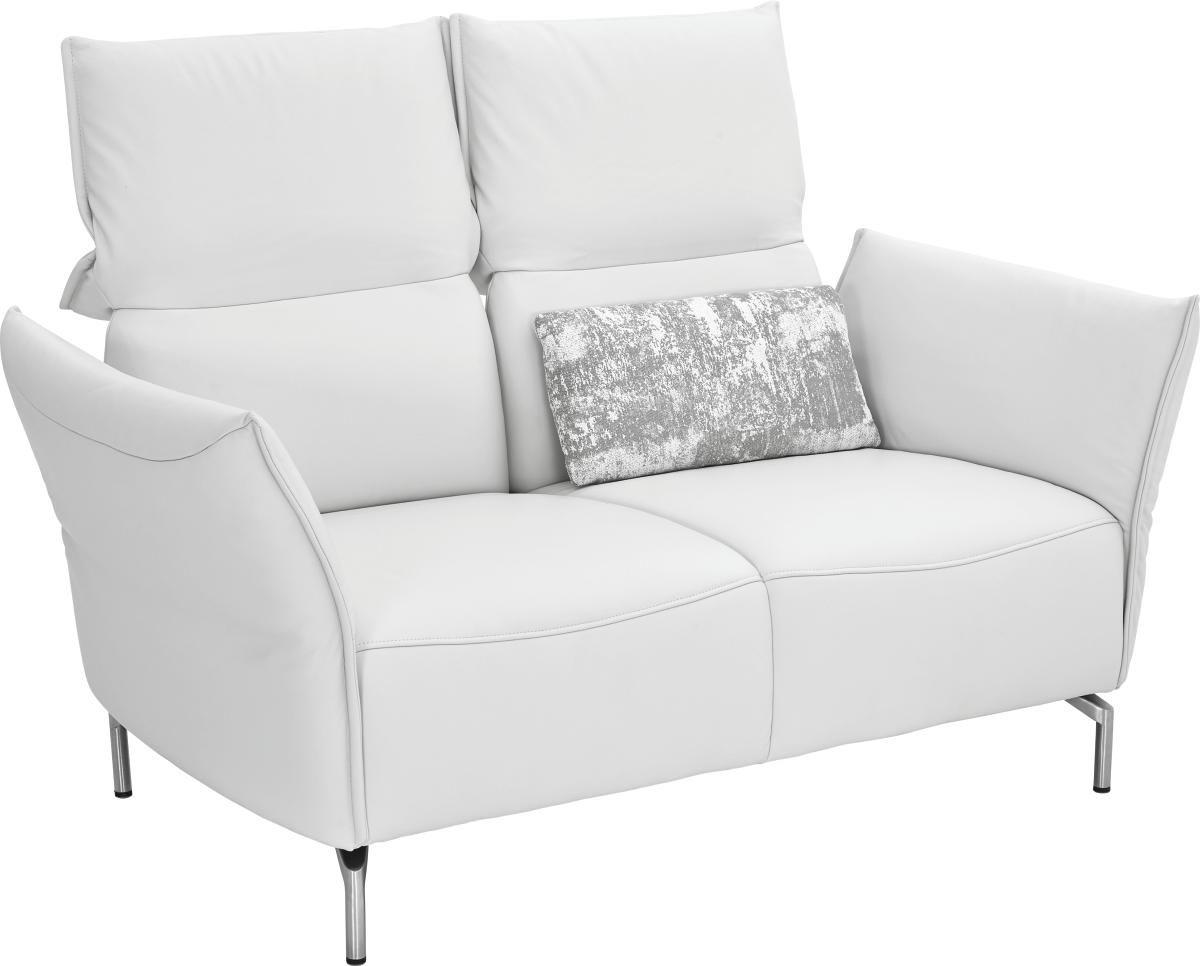 2-SITZER-SOFA in Echtleder Weiss  - Weiss/Nickelfarben, Design, Leder/Metall (160/107/88cm) - Koinor