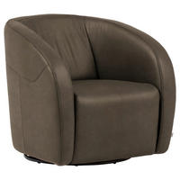 SESSEL in Echtleder Graubraun  - Graubraun/Schwarz, Design, Leder/Kunststoff (80/78/82cm) - Celina