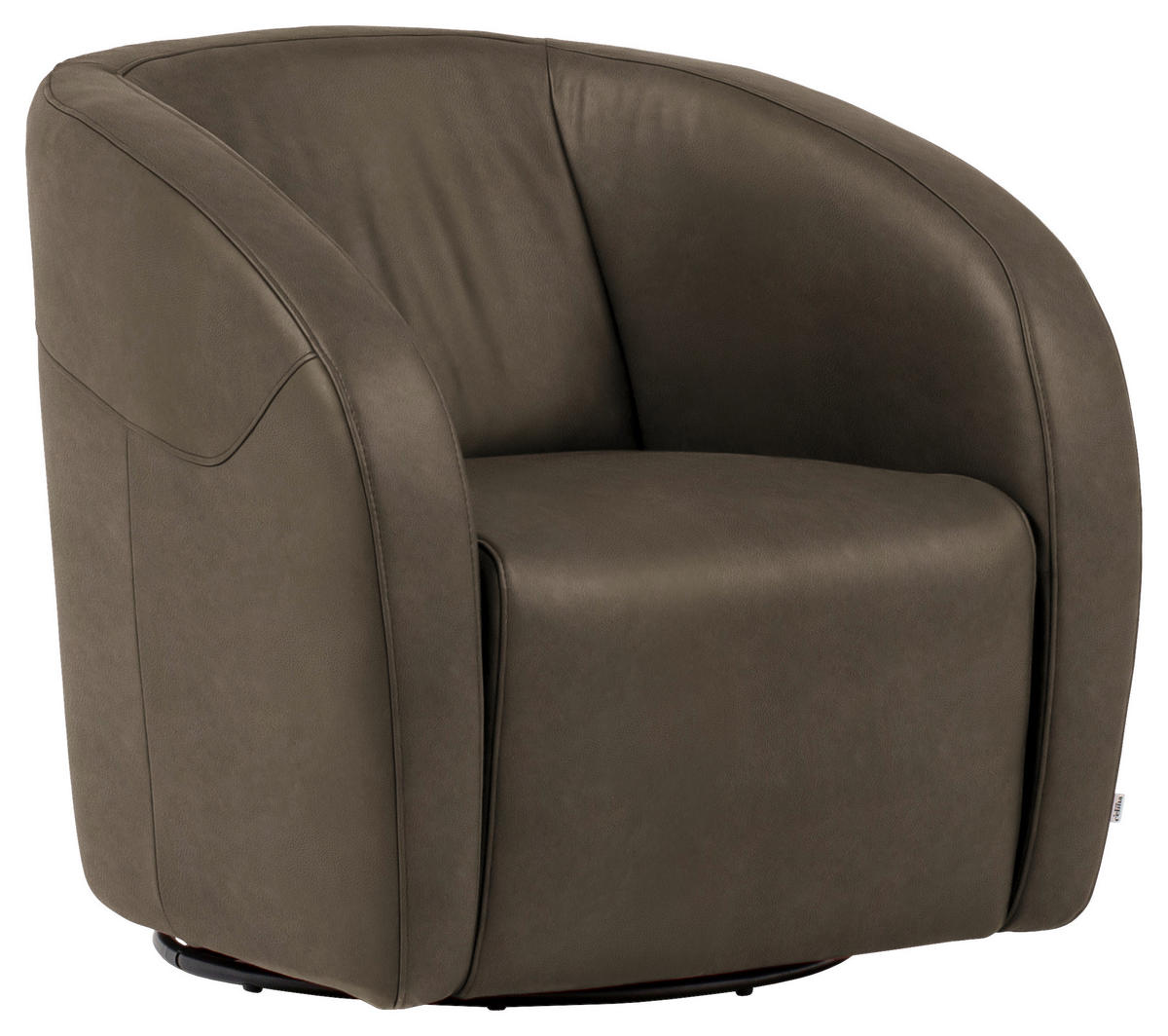 SESSEL in Echtleder Graubraun  - Graubraun/Schwarz, Design, Leder/Kunststoff (80/78/82cm) - Celina