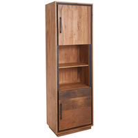 Vitrină, furniruit, masiv, acacia, lemn reciclat maro, culoare lemn acacia, gri închis  - maro/gri închis, Trend, lemn/metal (60/190/40cm) - Landscape