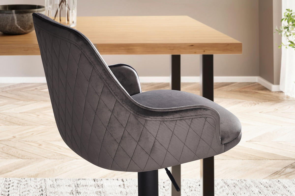 BARHOCKER in Textil Grau  - Schwarz/Grau, Design, Textil/Metall (45/106/45cm) - MID.YOU
