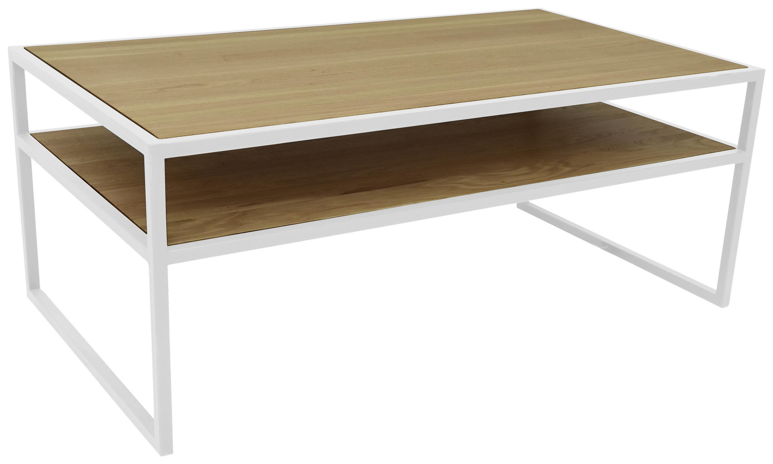 COUCHTISCH Wildeiche massiv 100/50/40 cm rechteckig Weiß, Wildeiche  - Wildeiche/Schwarz, Trend, Holz/Metall (100/50/40cm) - Boxxx