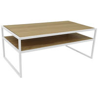 COUCHTISCH Wildeiche massiv 100/50/40 cm rechteckig Weiß, Wildeiche  - Wildeiche/Schwarz, Trend, Holz/Metall (100/50/40cm) - Boxxx