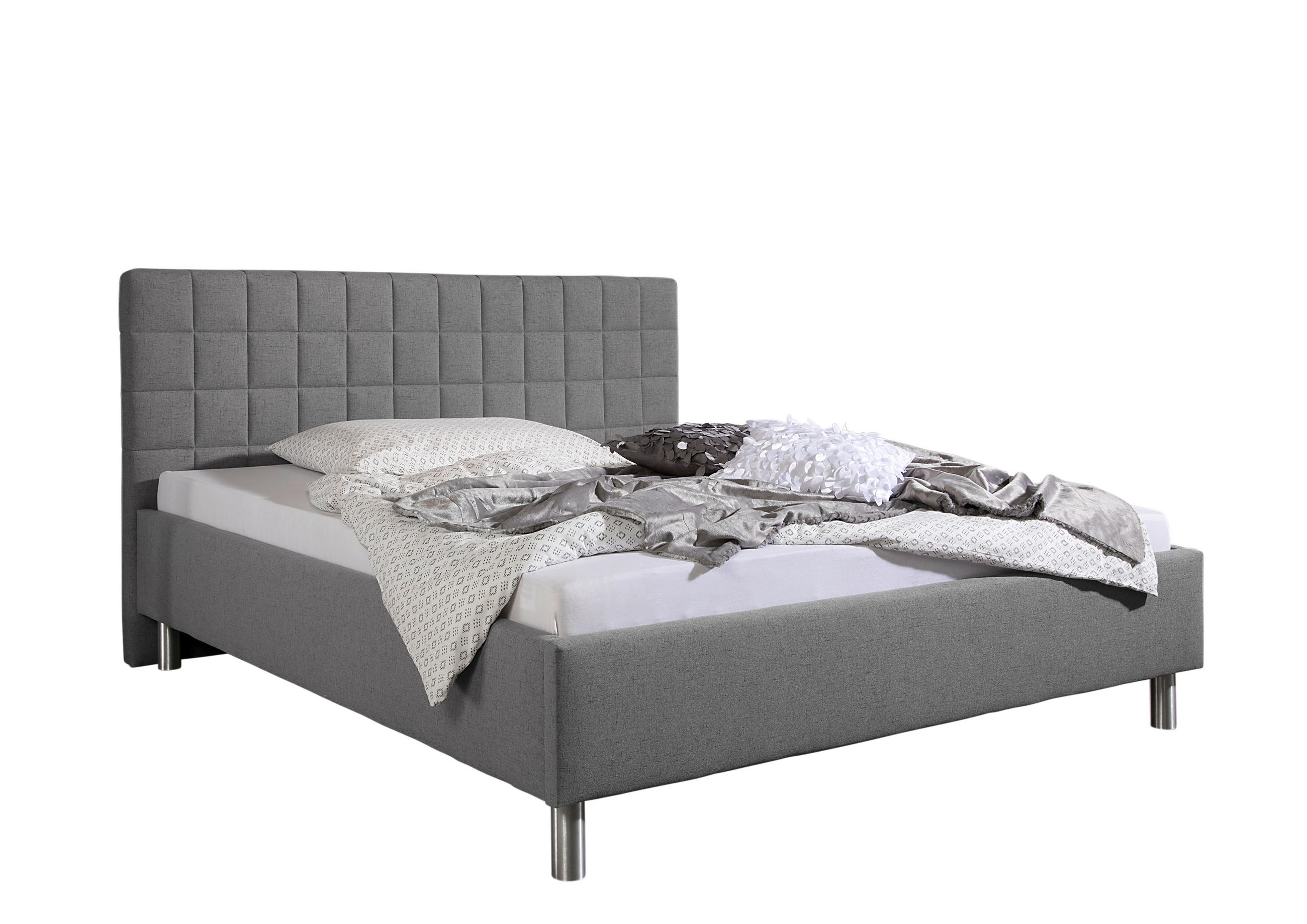 POLSTERBETT 200/200 cm,  in Grau,  - Alufarben/Grau, MODERN, Textil/Metall (200/200cm) - Livetastic