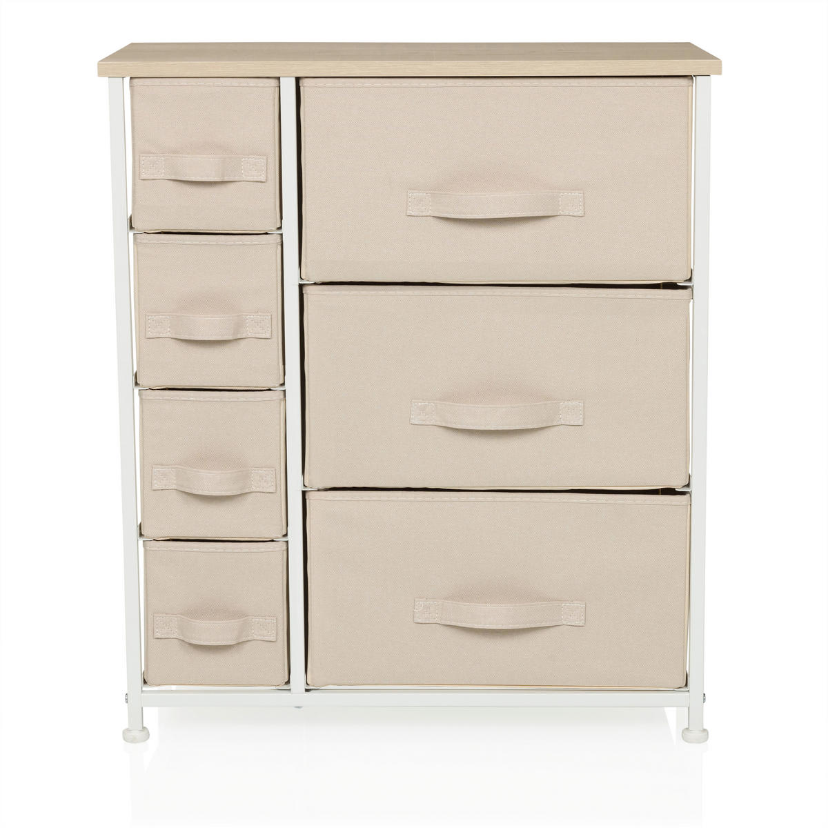 KOMMODE , 63,5/73/30 cm, 7 Schublade(n)  - Beige/Weiß, MODERN, Kunststoff/Textil (63,5/73/30cm) - MID.YOU