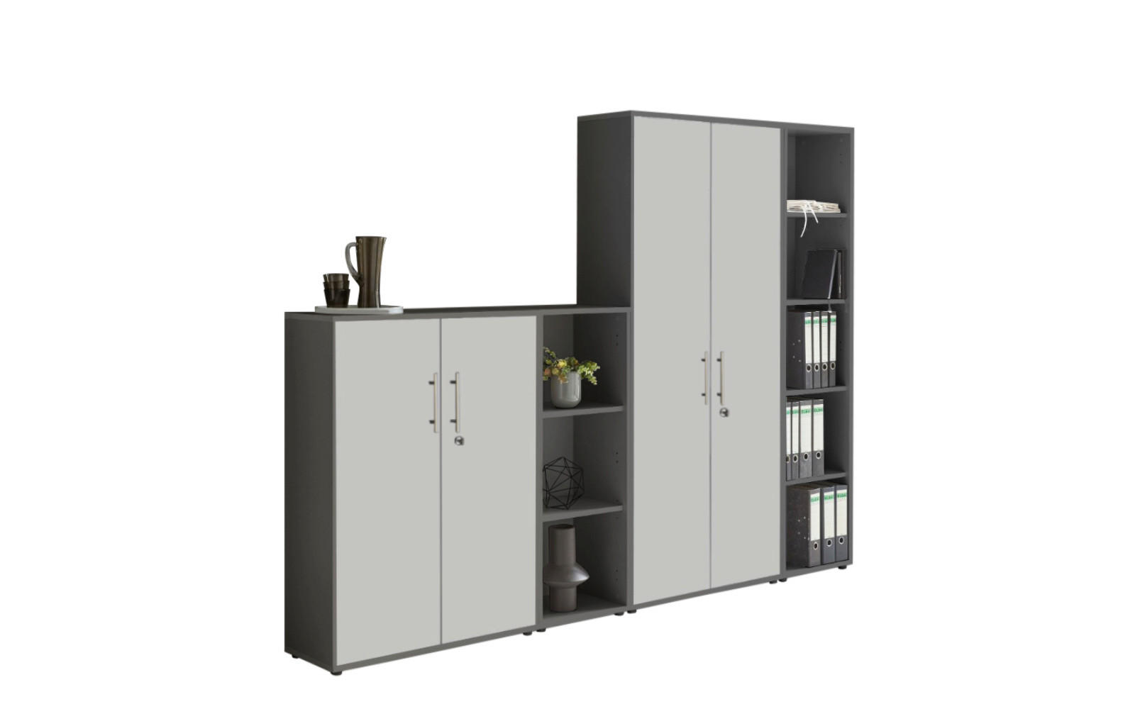 AKTENSCHRANK Anthrazit, Hellgrau  - Anthrazit/Hellgrau, MODERN, Holzwerkstoff (128,5/185,6/33cm) - MID.YOU