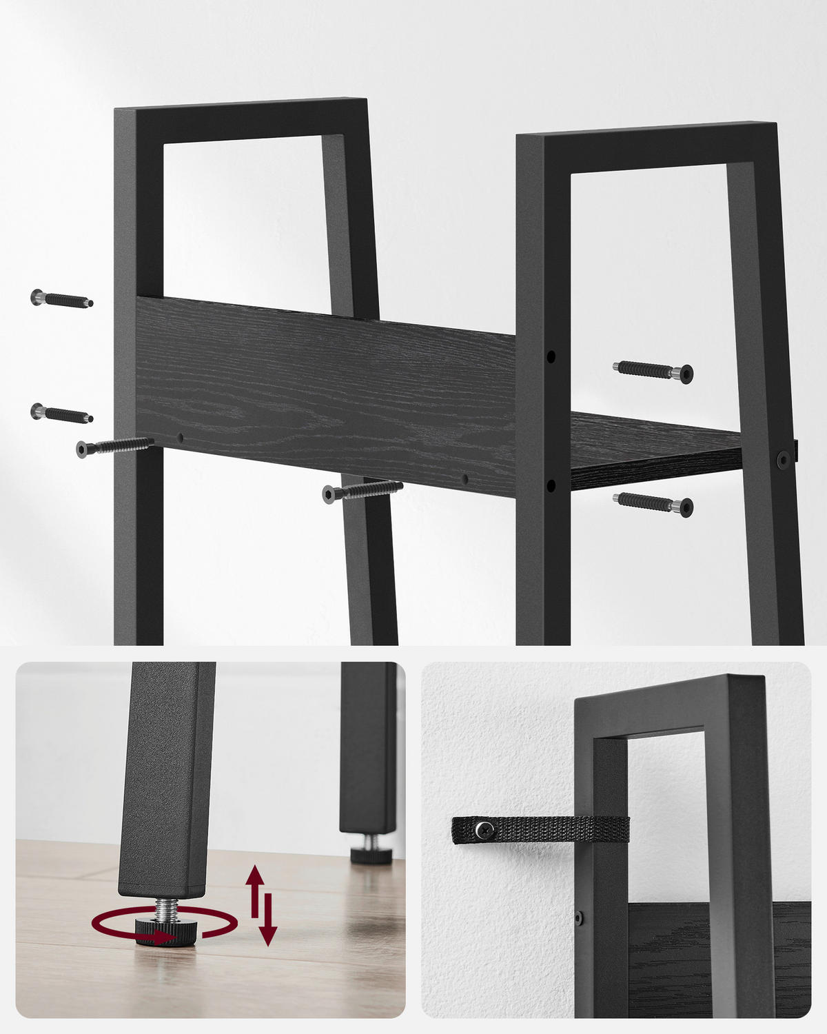 BÜCHERWAND Schwarz  - Schwarz, Basics, Holzwerkstoff/Metall (33,8/170/30cm) - Boxxx