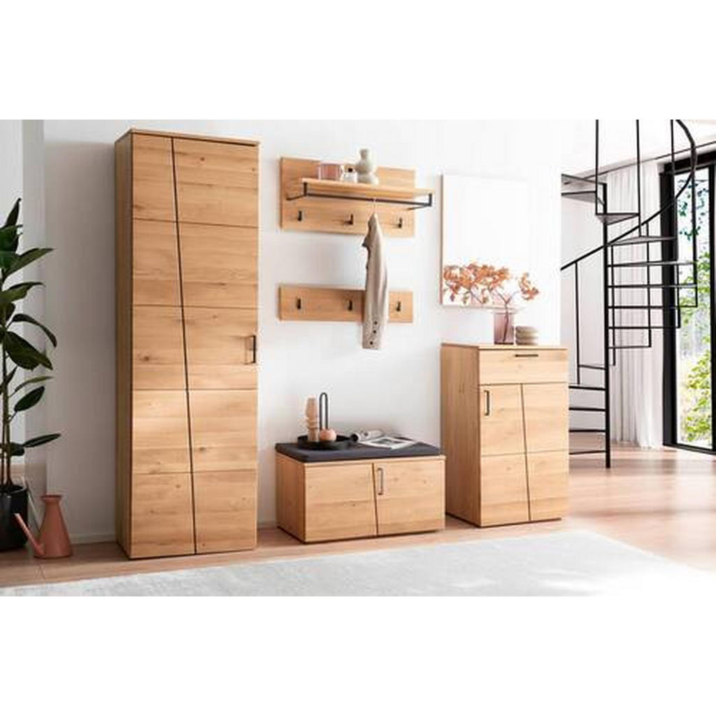 Thumbnail - Xxxl Garderobenpaneel, Schwarz, Eiche, Holz, Metall, Asteiche, teilmassiv, 80x38x29 cm, Aufhängemöglichkeit, Garderobe, ...