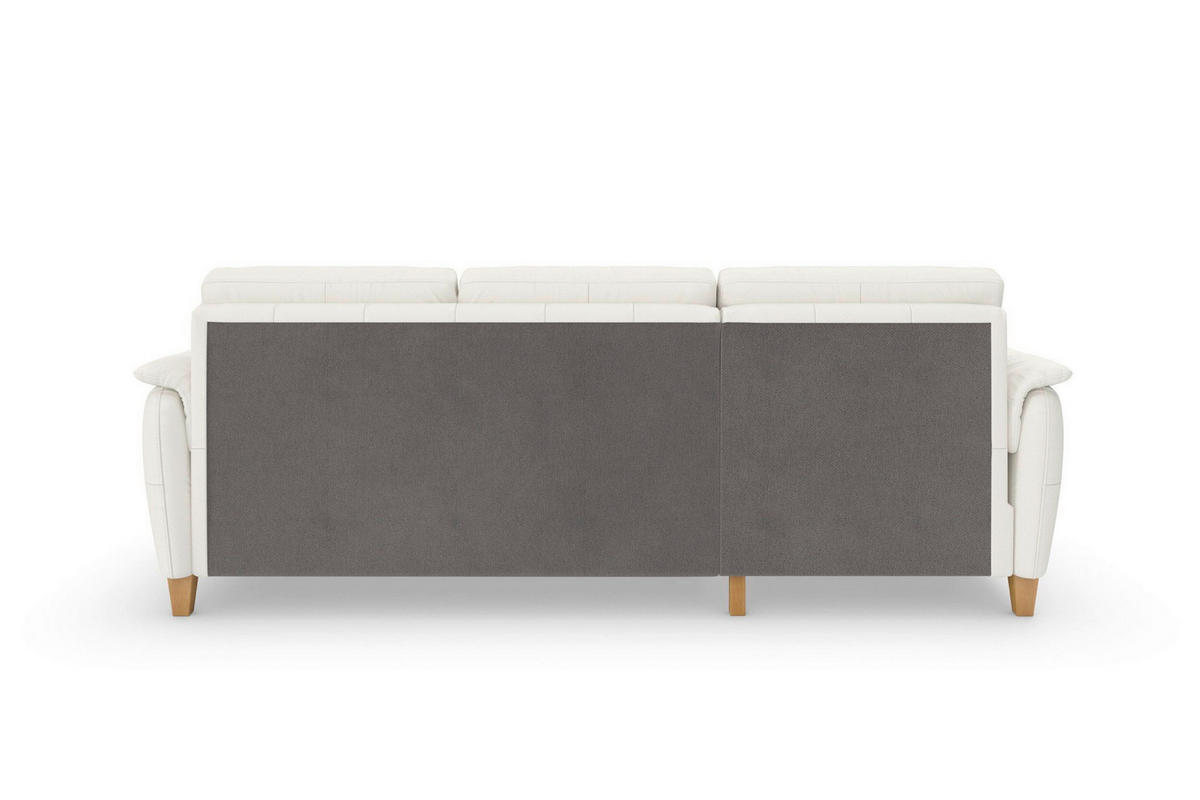 ROHOVÁ SEDAČKA, koža, biela - biela/farba duba, Basics, koža/drevo (163/244cm) - Sit & More