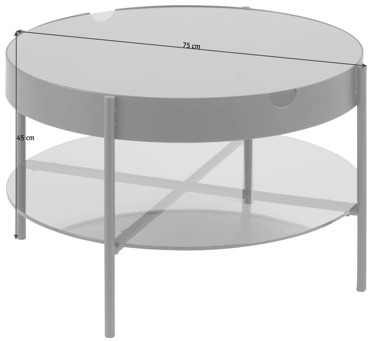 BEISTELLTISCH in Metall, Glas 75/75/45 cm  - Schwarz/Grau, Trend, Glas/Metall (75/75/45cm) - Ambia Home