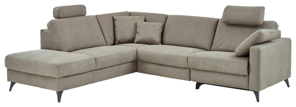 ECKSOFA Dieter Knoll Beigebraun Mikrofaser  - Beigebraun/Schwarz, Design, Textil/Metall (238/269cm) - Dieter Knoll