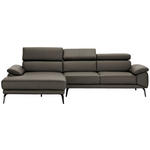 ECKSOFA in Echtleder Graubraun  - Graubraun/Schwarz, Design, Leder/Metall (187/295cm) - Novel